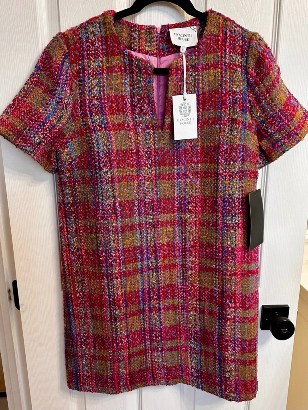 Hyacinth House-Tuckernuck Pink Multi Tweed Eadie Mini Dress Size M $148 NWT - Picture 8 of 10
